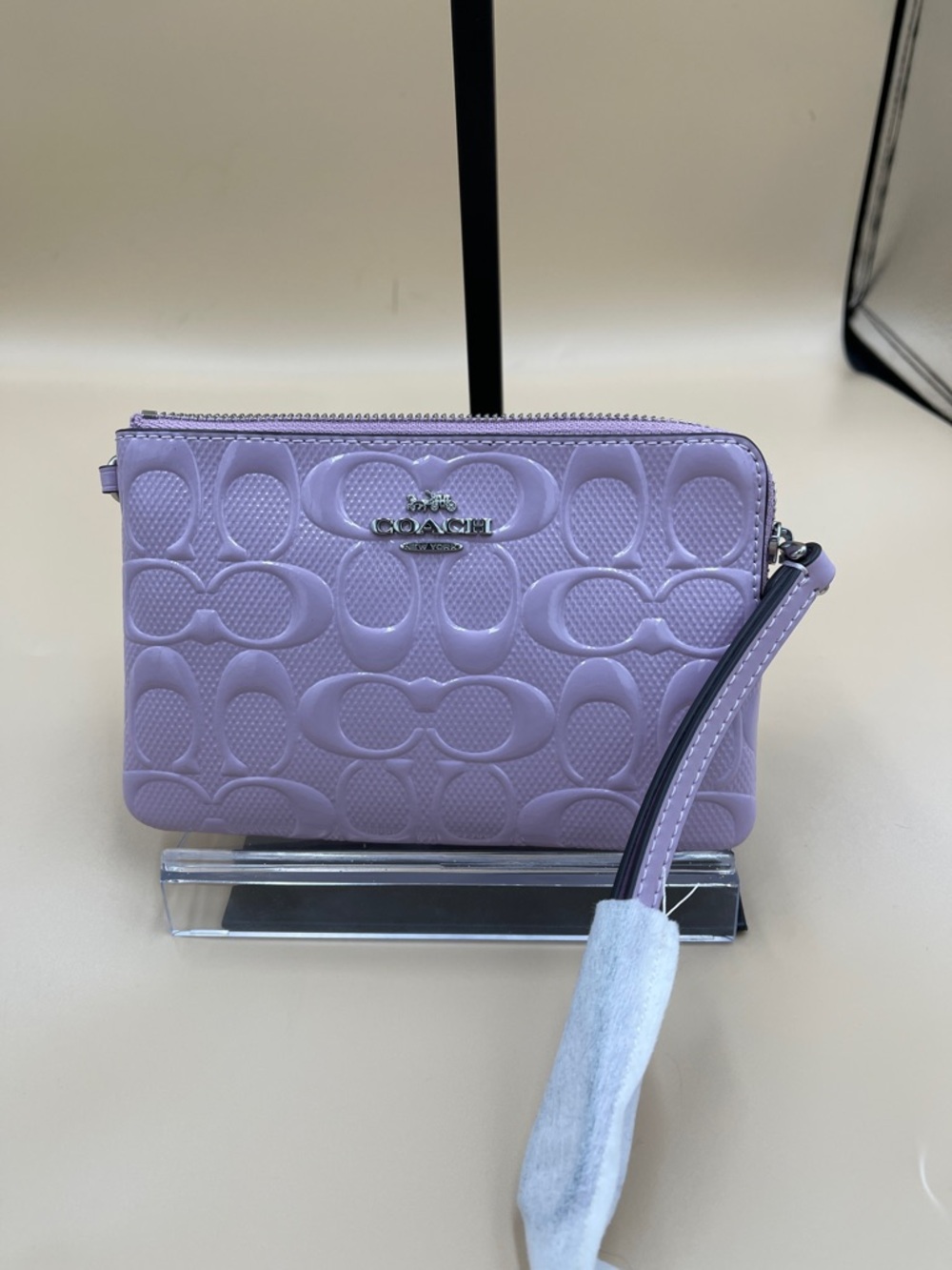 Coach Lavender Embossed Signature Wristlet NWT Silver Hardware Pristine
